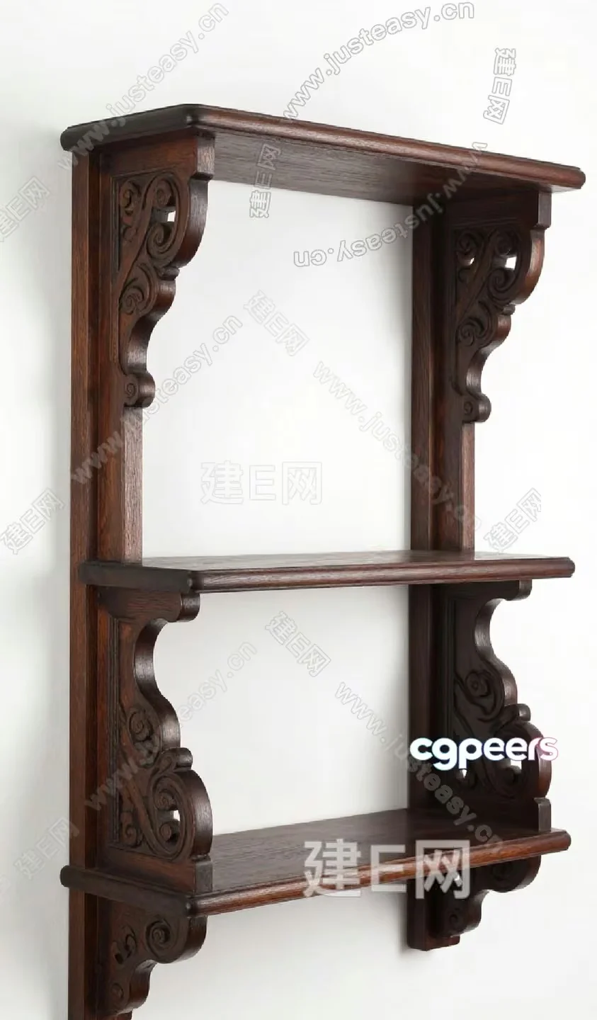 A Wooden Shelf 3D Model – 391 – VRAY Render
