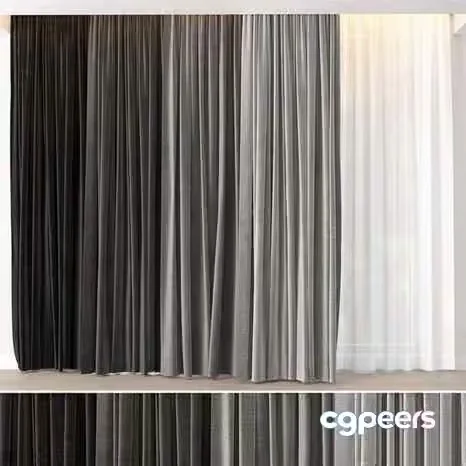 Gray Curtain Panels 3D Model – 17250 – CORONA Render