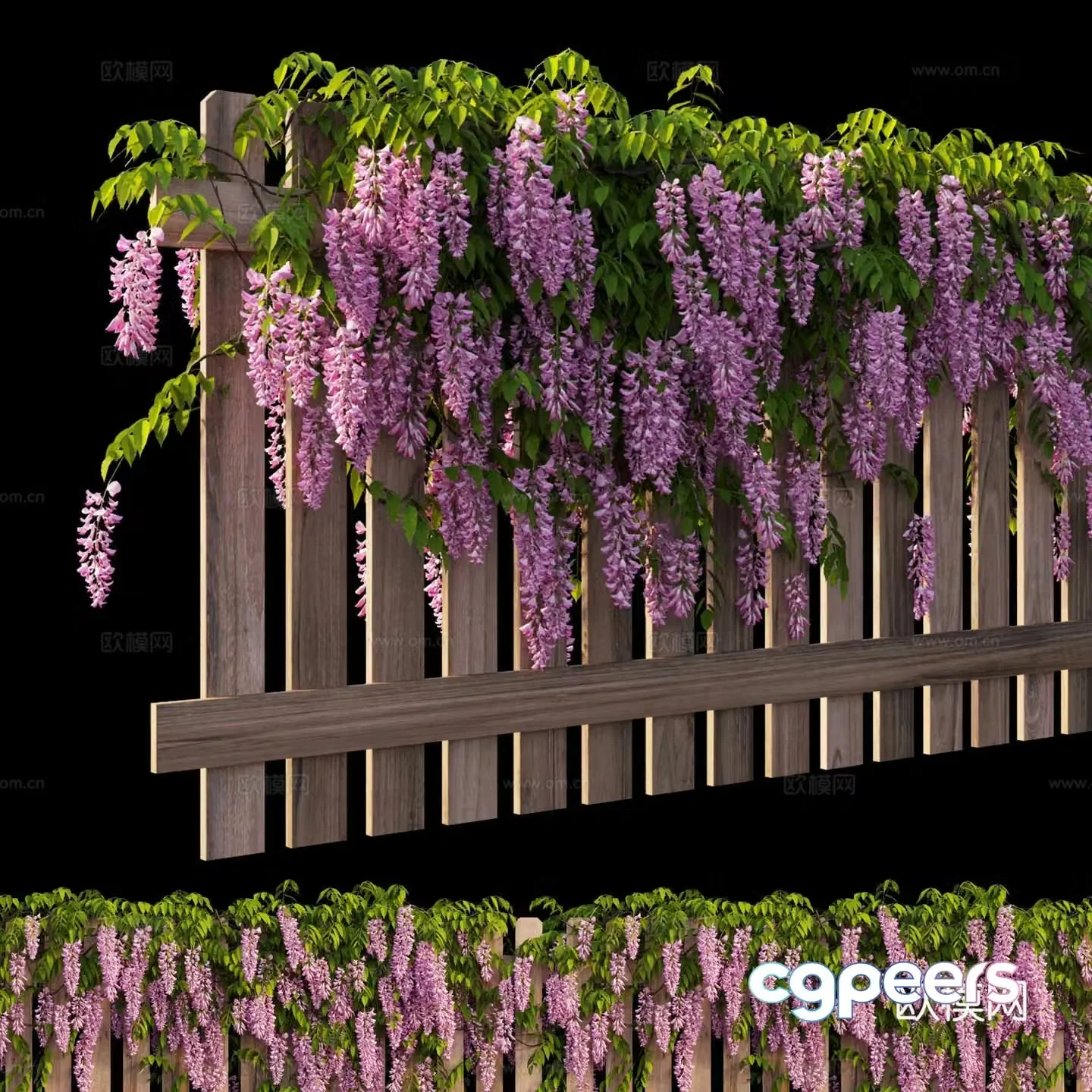 Modern plant wall Wisteria flower railing Guardrail 3d model