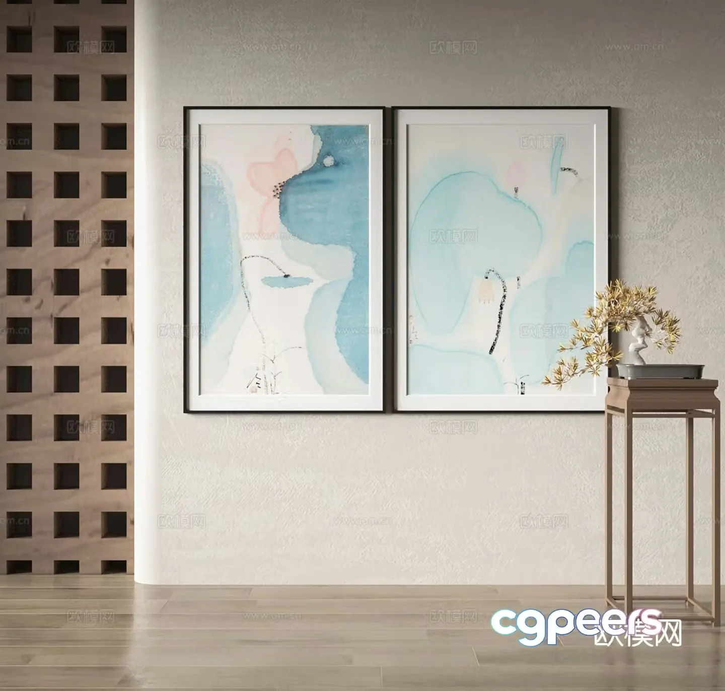 New Chinese style decorative painting 3D model
