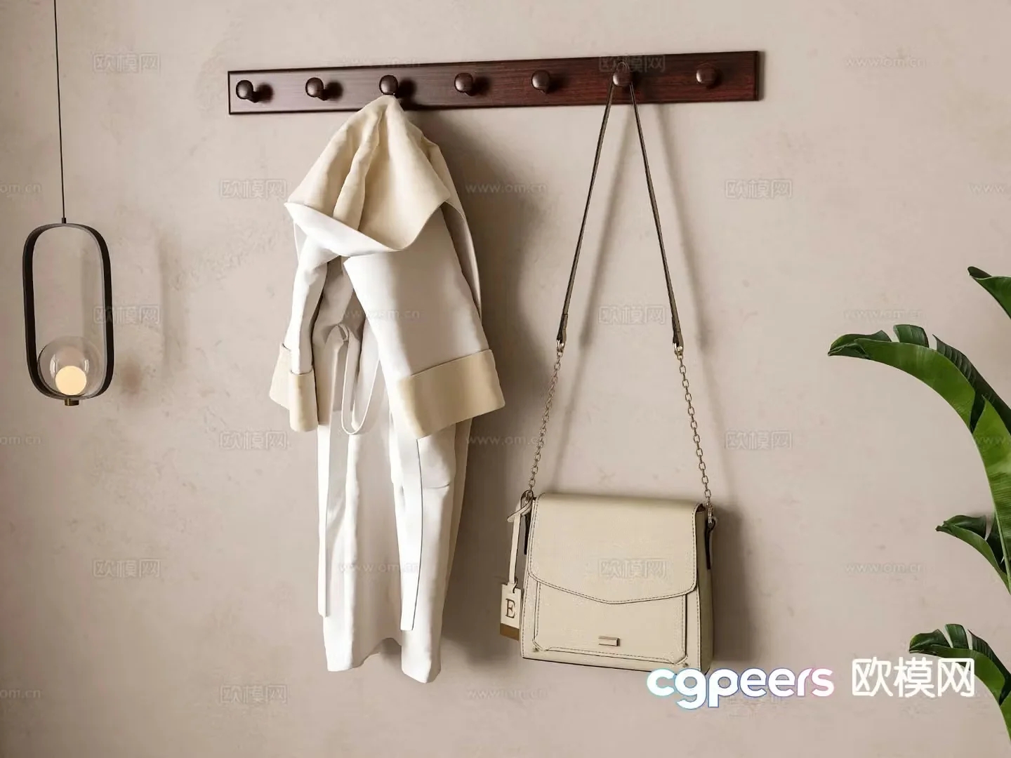 Modern home entrance coat hook 3d model