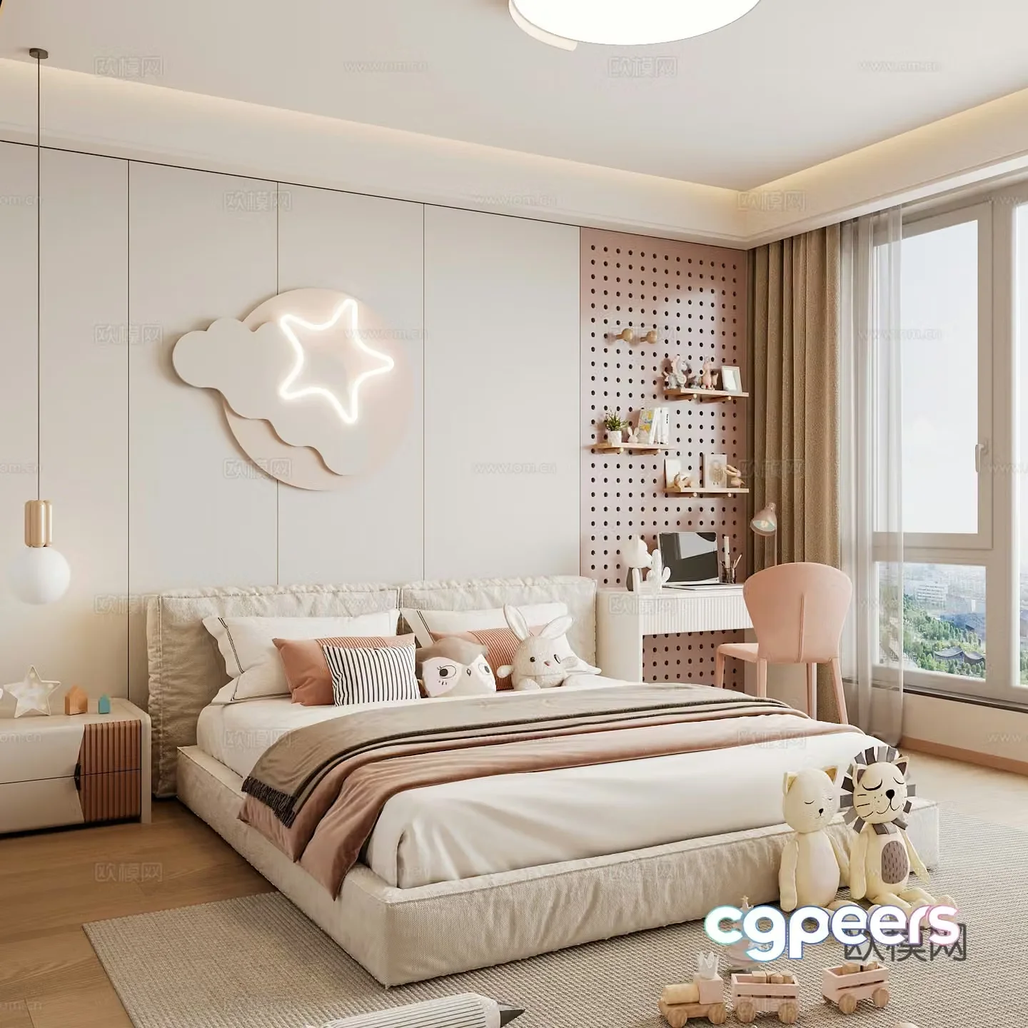 Modern children’s room boy’s room girl’s room children’s bed children’s wardrobe children’s desk 3d model