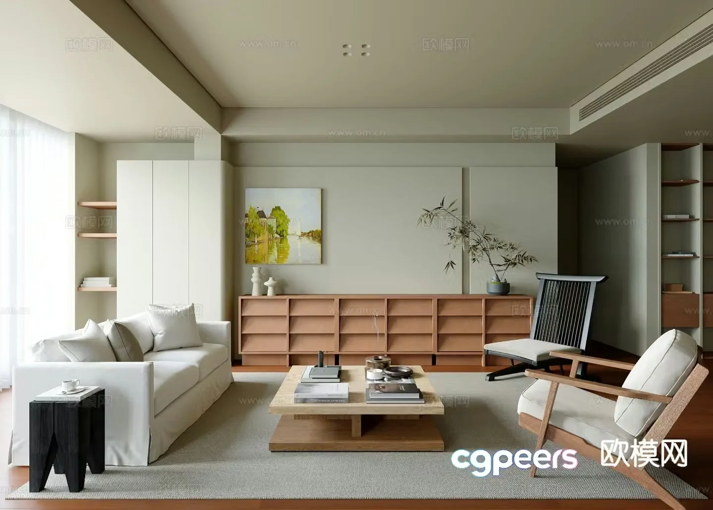 Wabi-sabi living room 3d model