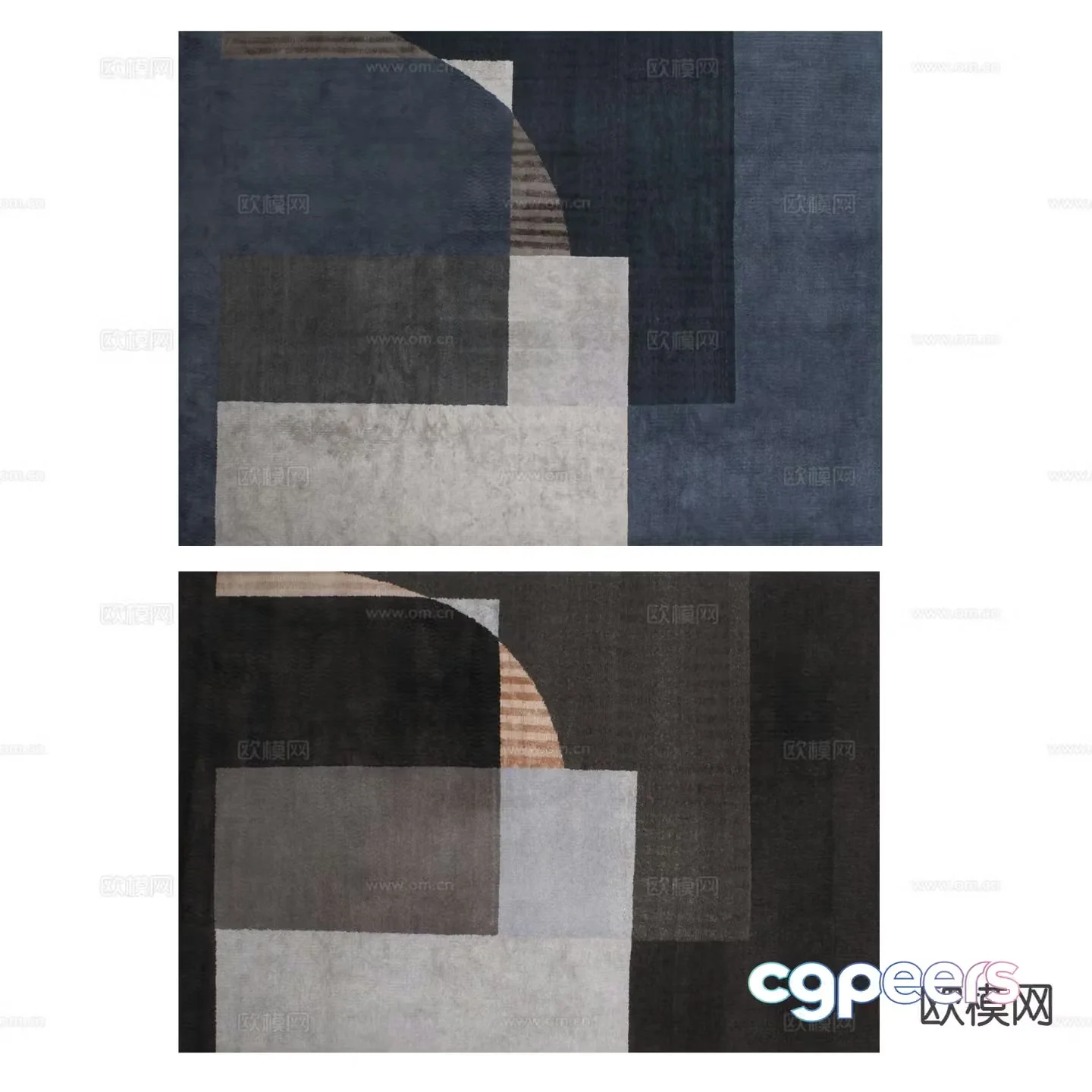 Modern carpet square rug 3d model
