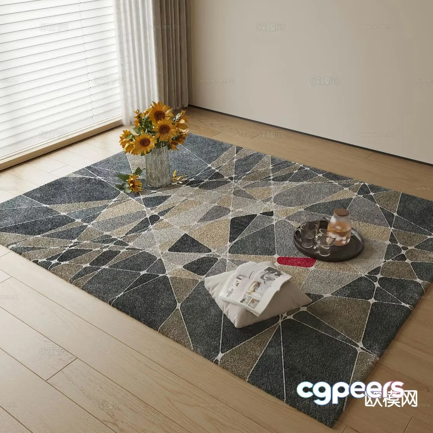 Modern carpet square rug 3d model