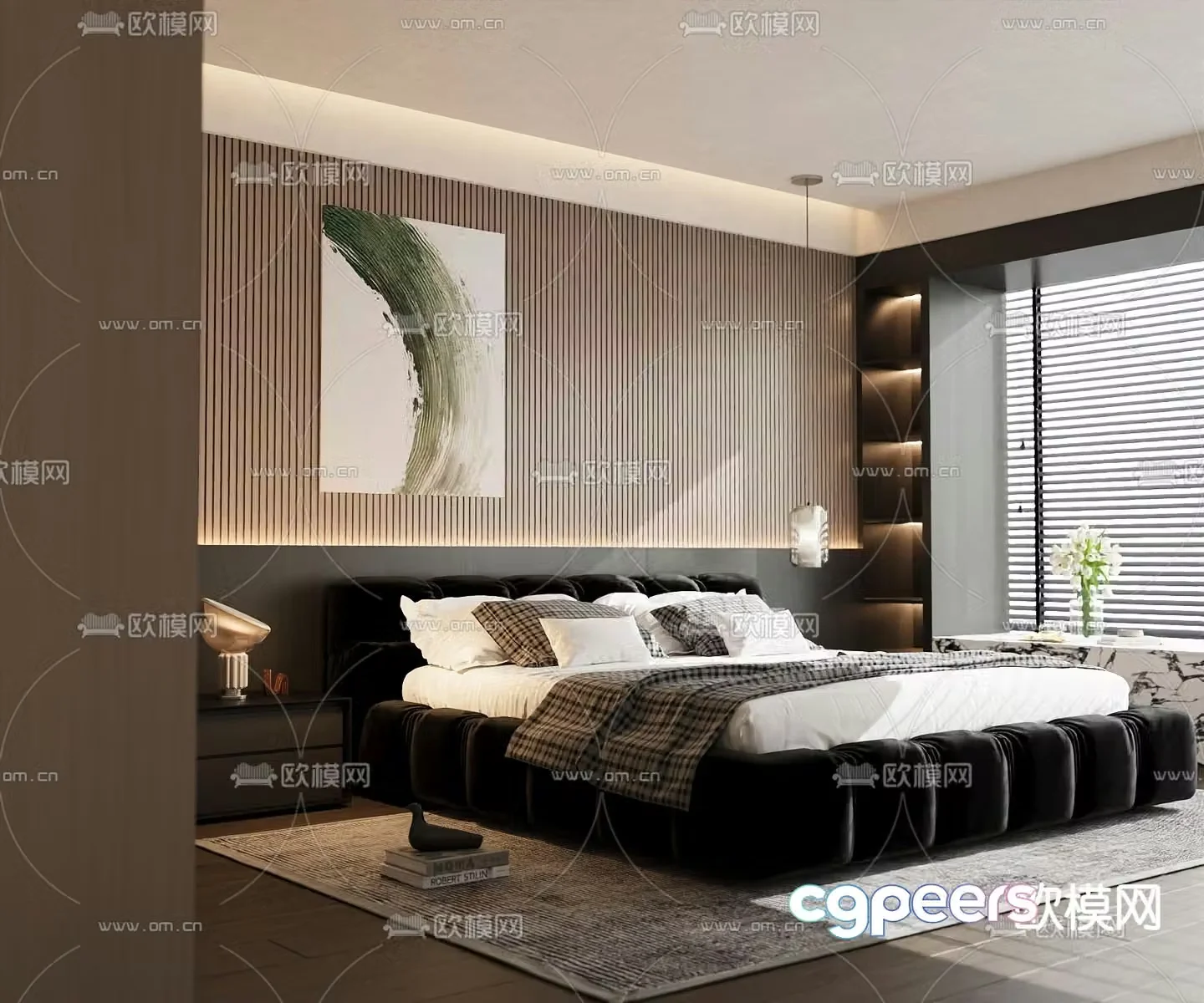 Italian double bed 3d model