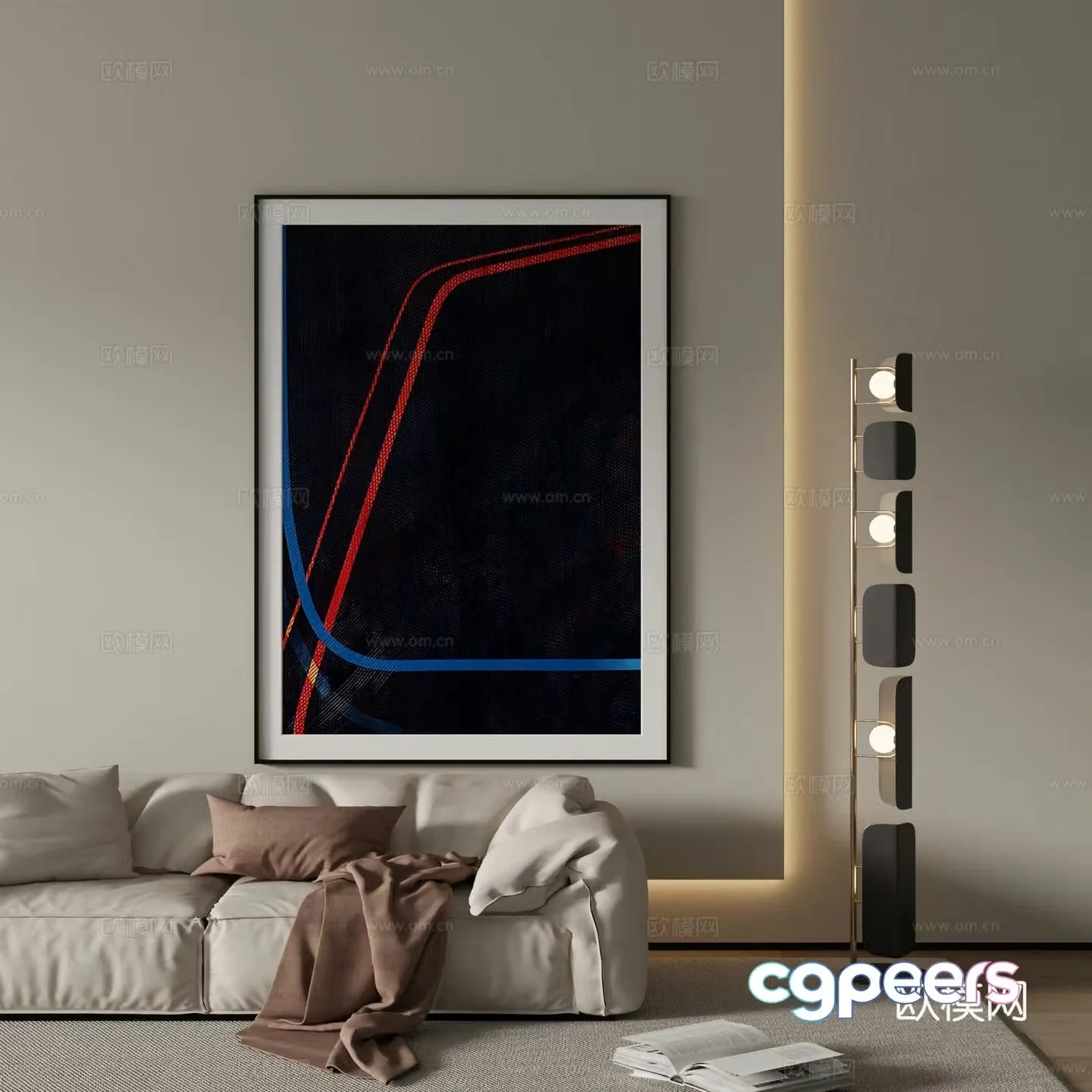 Modern abstract painting Decorative painting 3d model