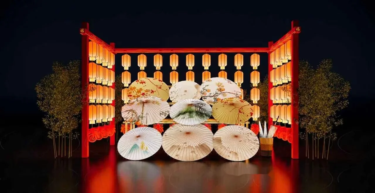 Oriental-Style Decorative Wall 3D Model – 18108 – VRAY Render