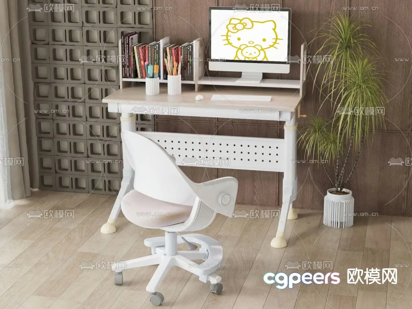 Children’s study table lifting table 3D model