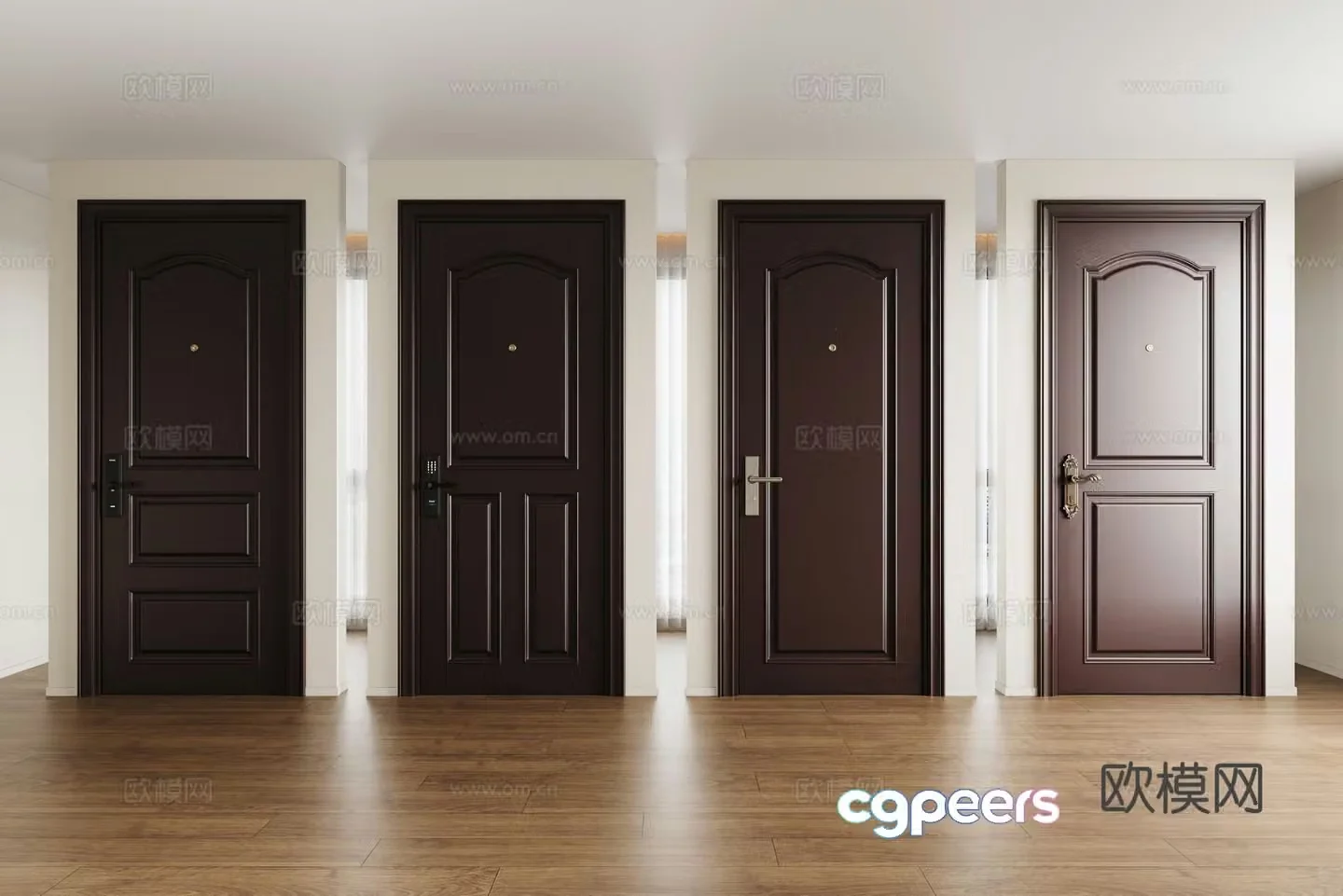 Modern security door entrance door single-open door finger silk door lock 3D model