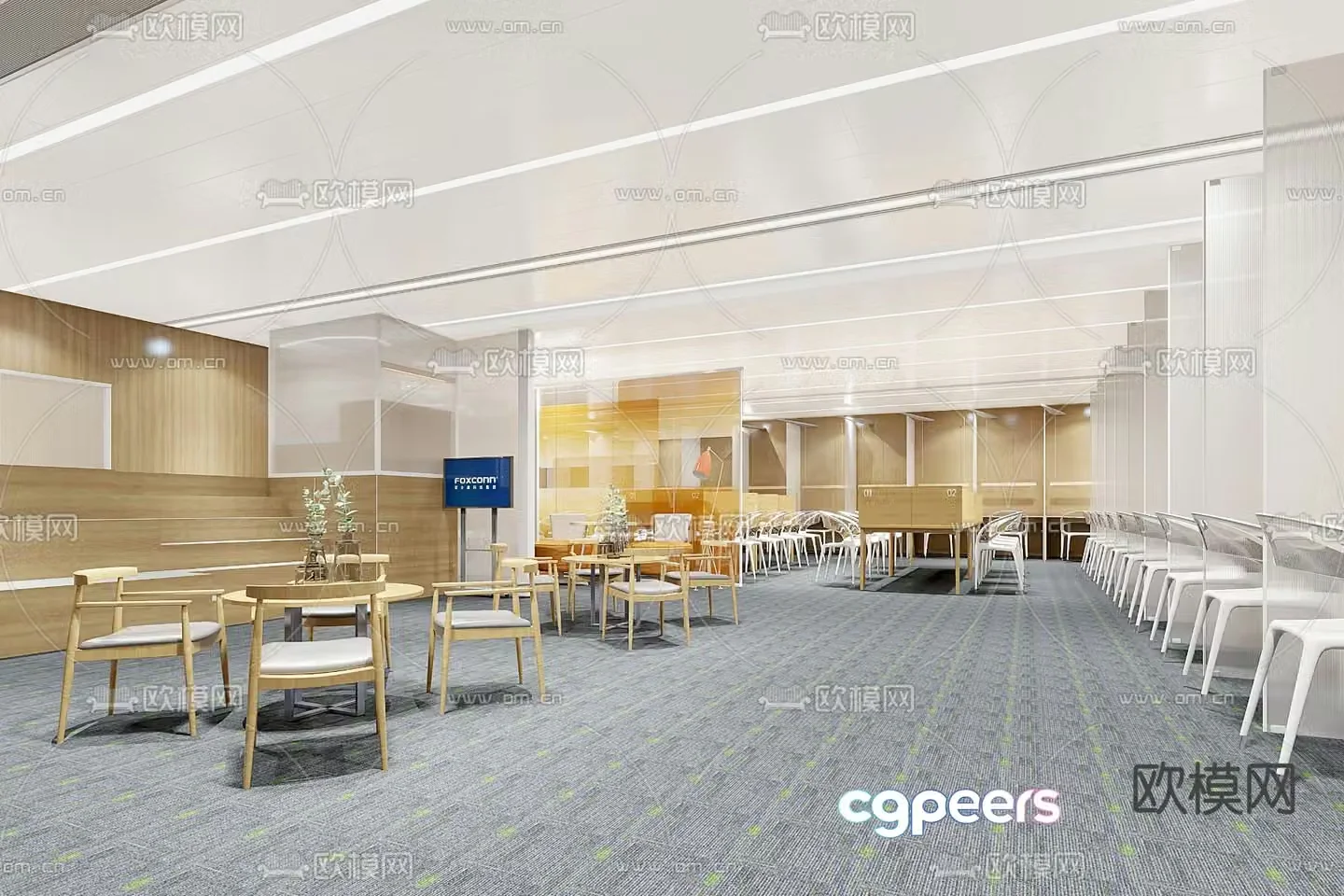 Modern study room library 3d model