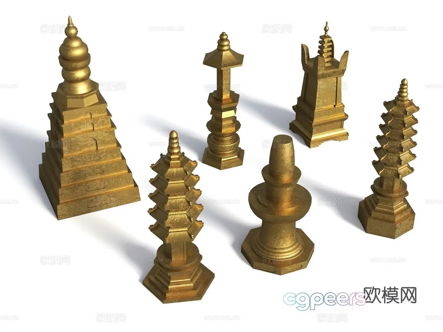 Chinese style talin Tongding Incense Burner Land Temple Jingzhong Jintu Pagoda Chinese style pagoda ancient pagoda 3D model