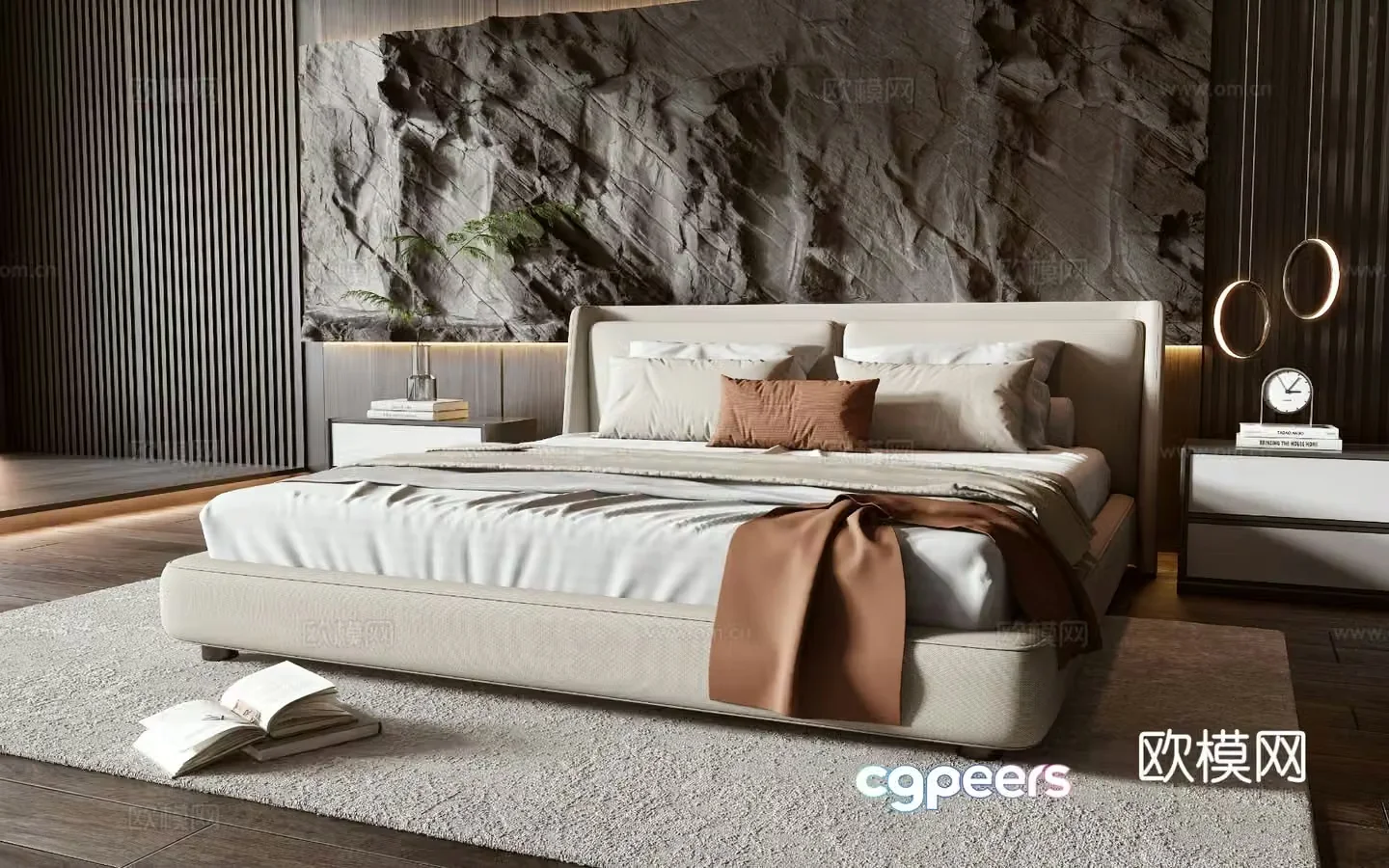 Italian double bed 3d model