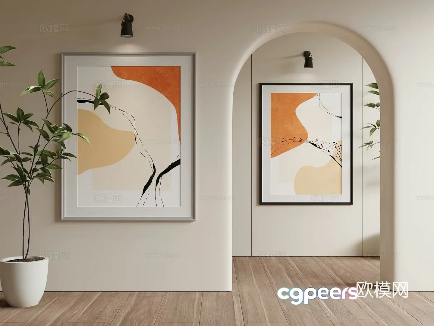 Modern hanging paintings decorative painting 3d model