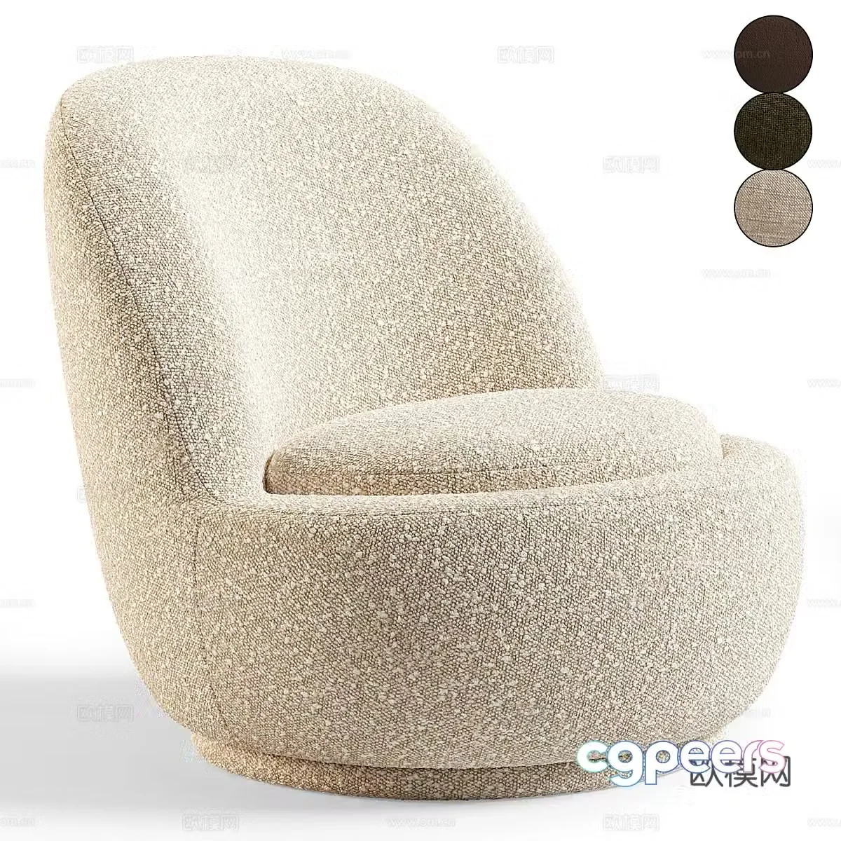 Modern cream style fabric sofa chair 3d model