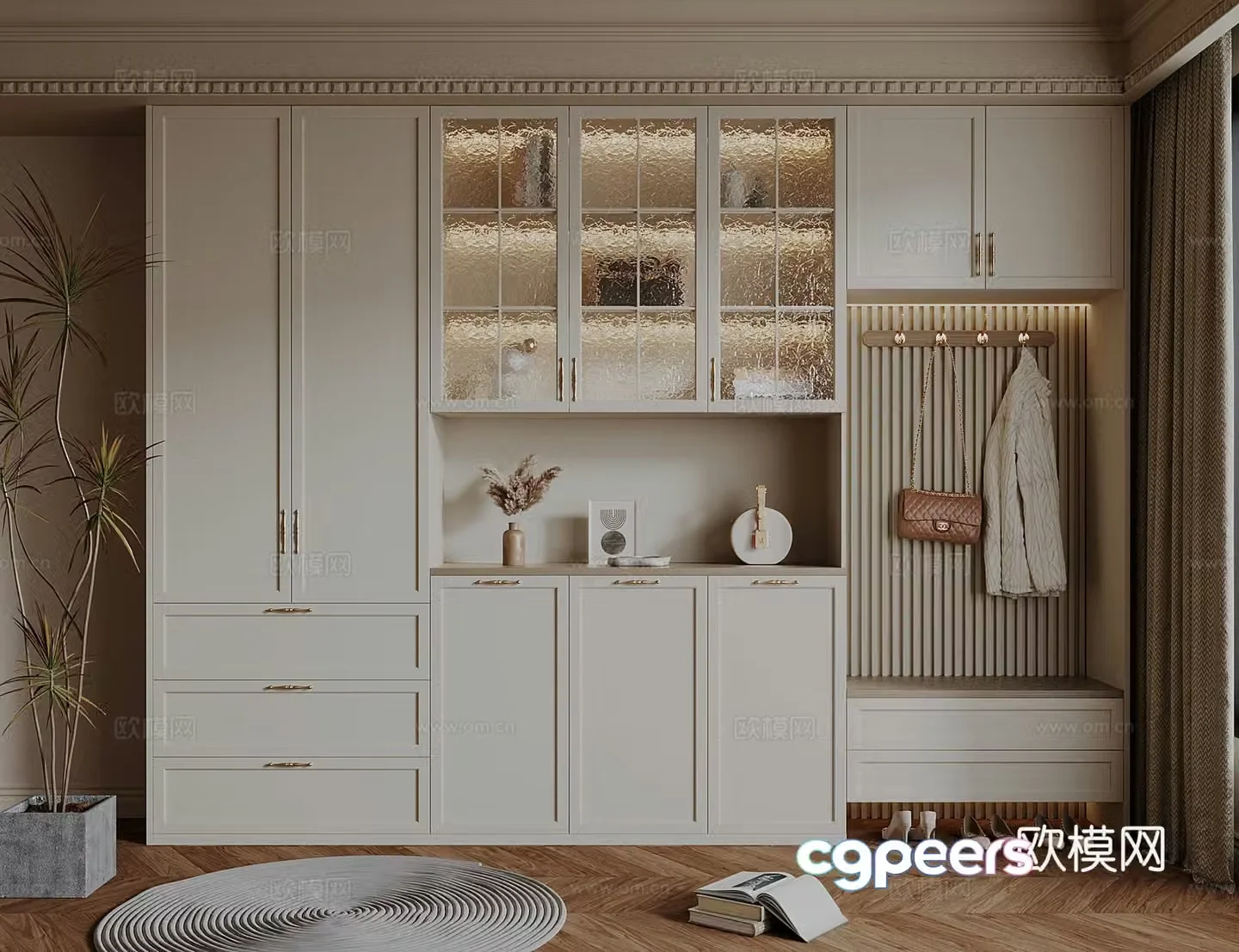 French medieval style shoe cabinet 3D model