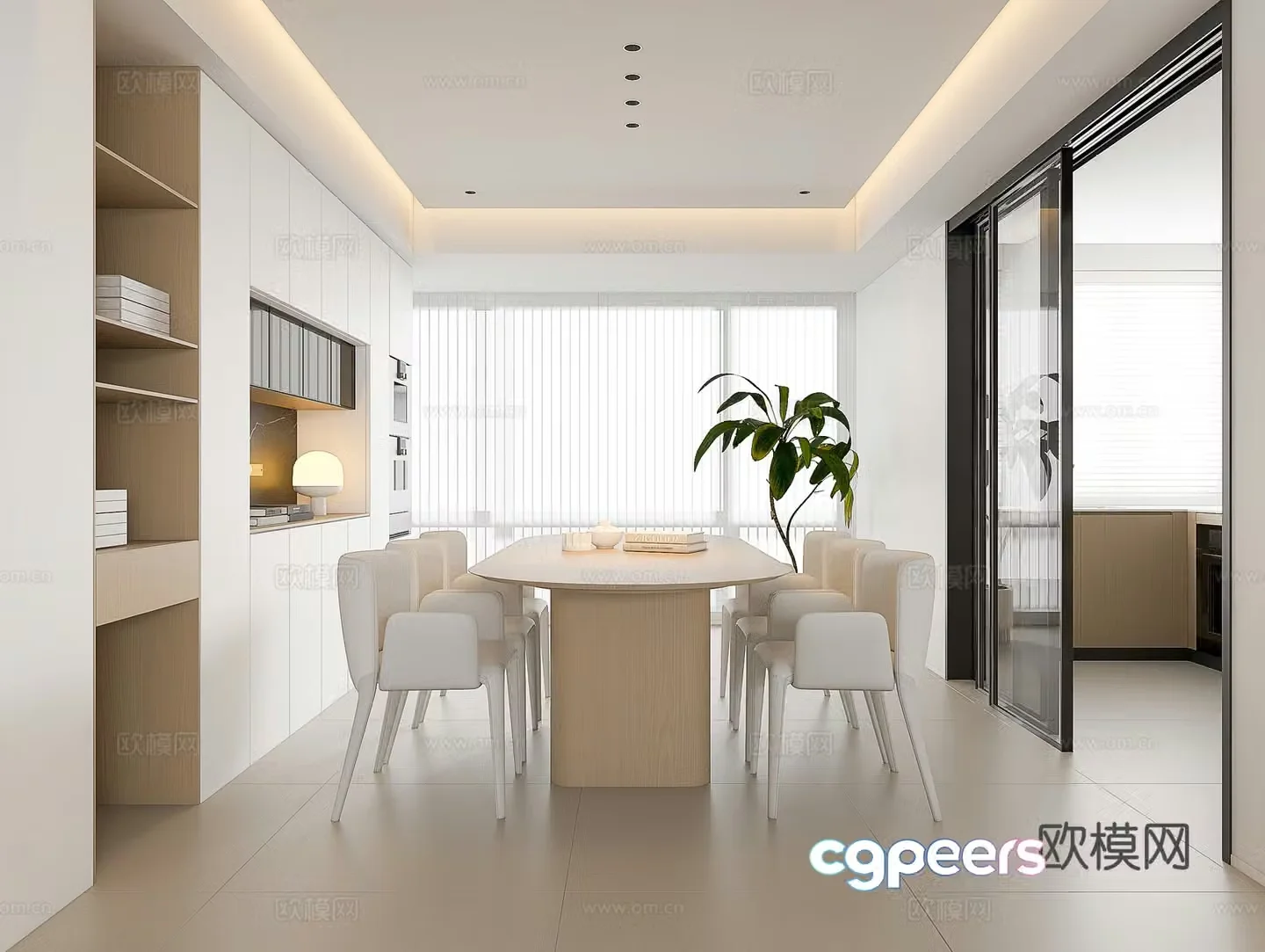 Modern restaurant Cream style restaurant Log restaurant Modern dining table and chairs Modern wine cabinet Minimalist 3D model