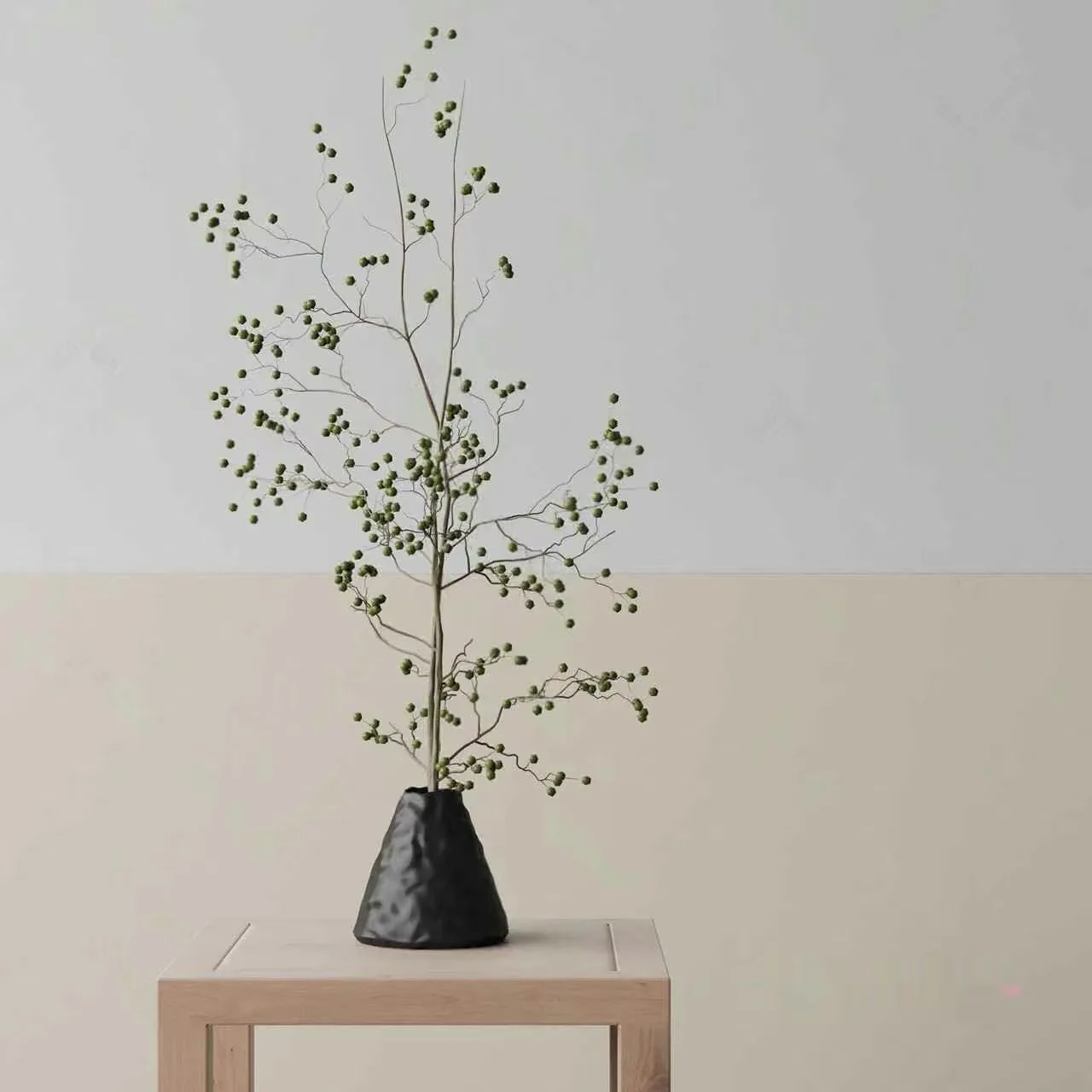 Black Ceramic Vase With A Plant 3D Model – 4057 – VRAY Render