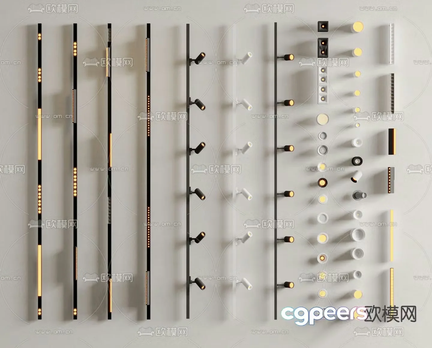 Surface-mounted downlights recessed spotlights track lights magnetic lamps 3D model