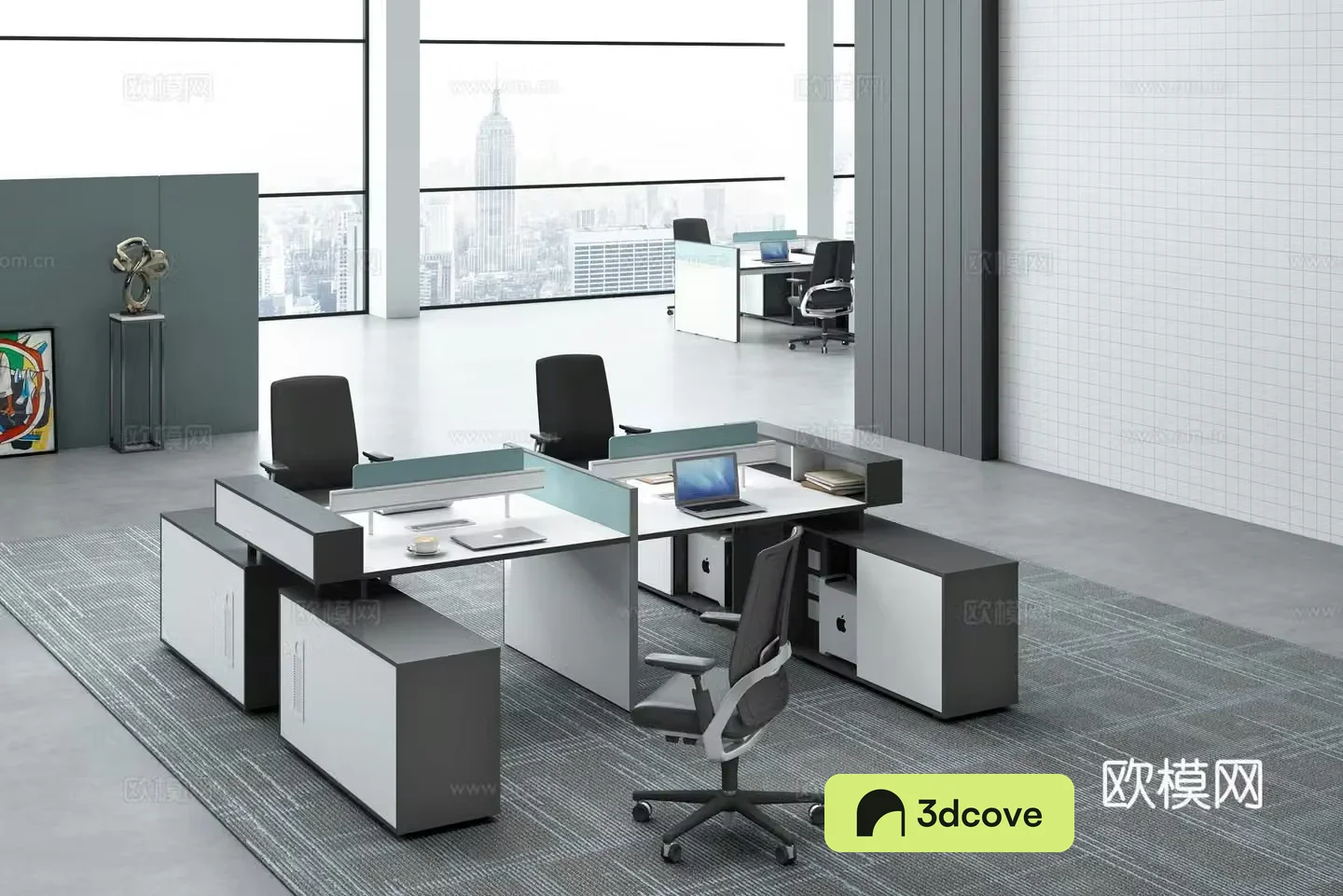 Working equipment office space office area staff desk and chair