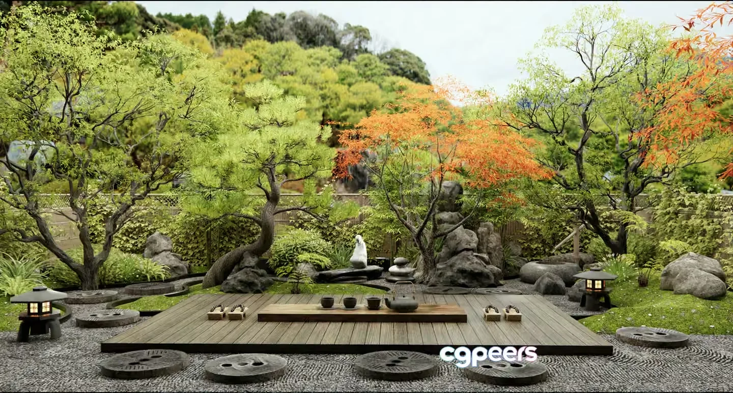 Japanese Zen Garden 3D Model – 16333 – VRAY Render