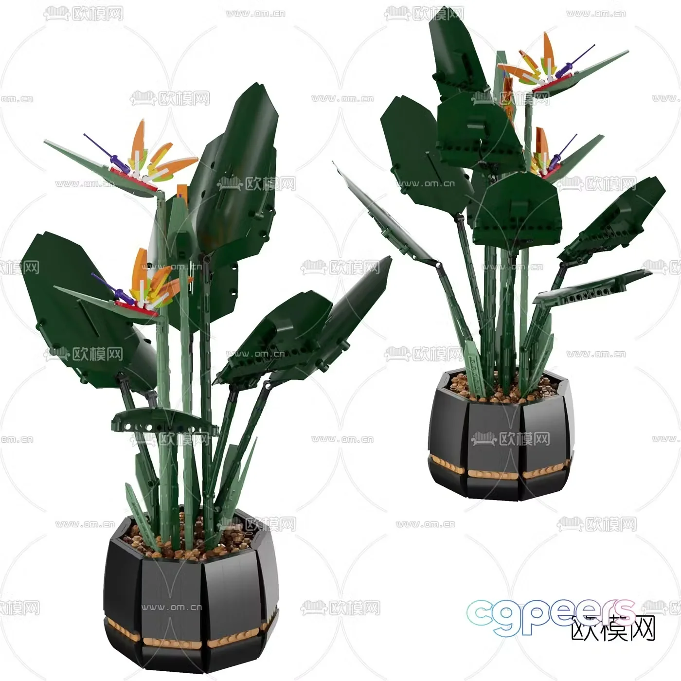 Modern bird of paradise potted toy 3d model