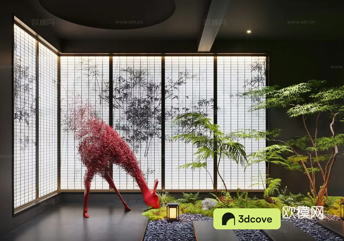 New Chinese-style landscape interior landscape bryophyte landscape stone