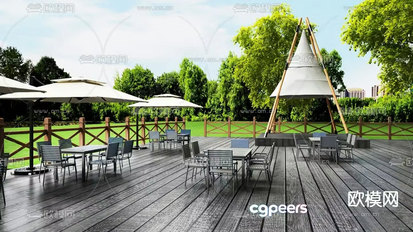Cafe exterior 3d model