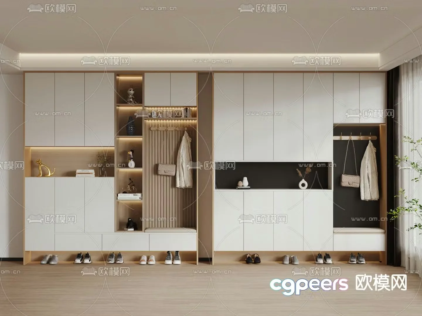 Entrance shoe cabinet shoe and hat cabinet 3d model