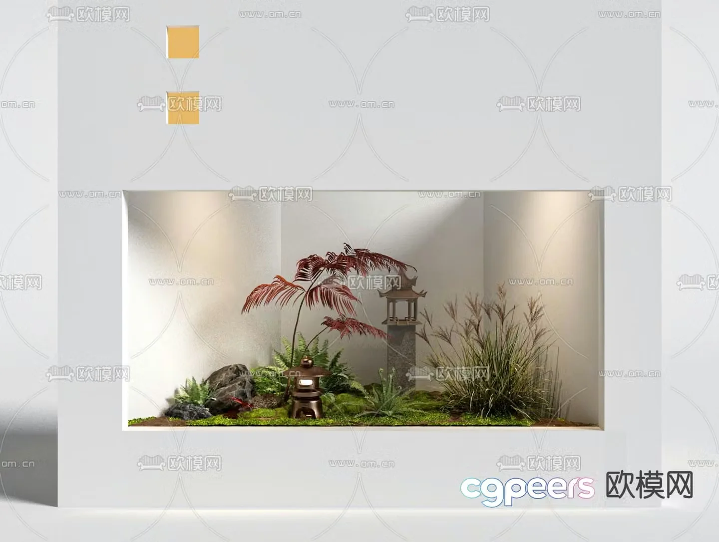 New Chinese style indoor landscape 3D model
