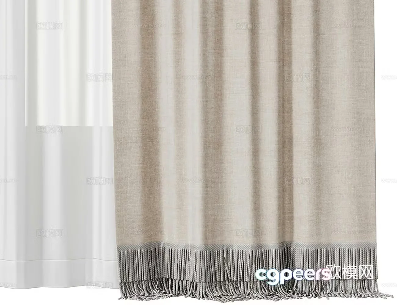 French light luxury universal curtain 3D model
