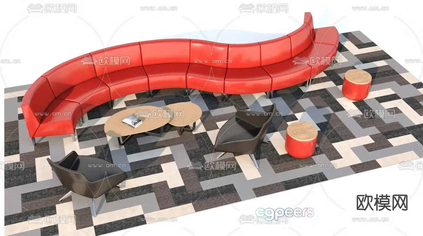 Office sofa curved sofa lobby sofa 3d model
