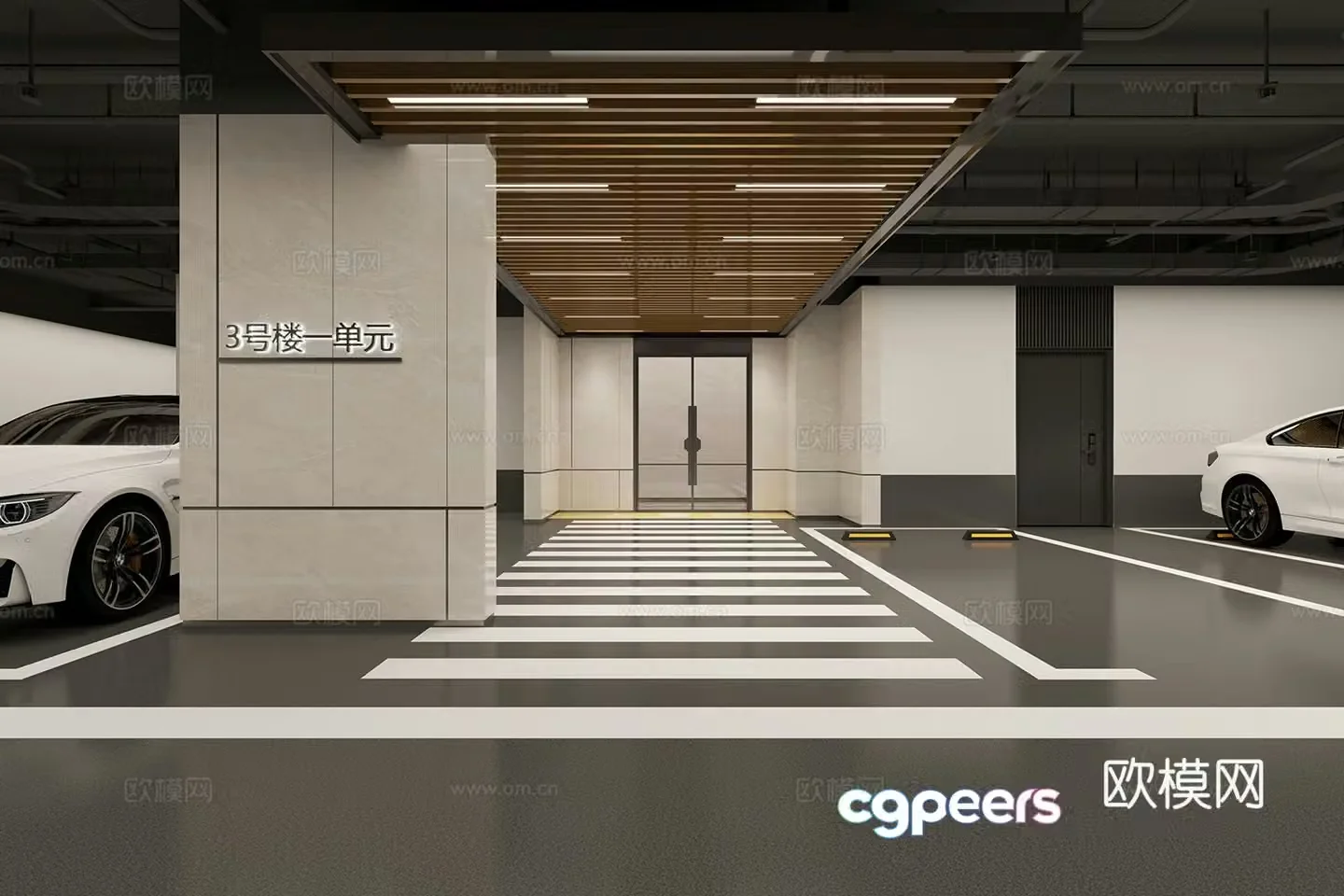 Parking lot entrance area 3D model