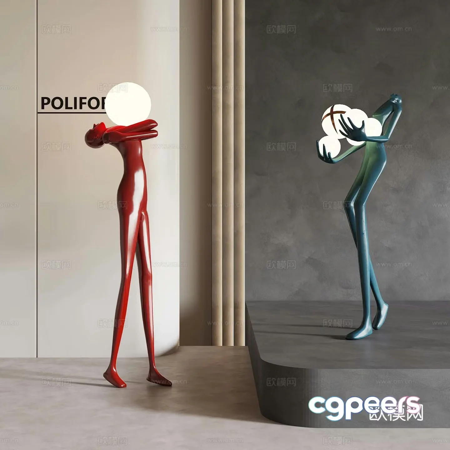 Modern sculpture ornaments Modern floor sculpture humanoid 3d model