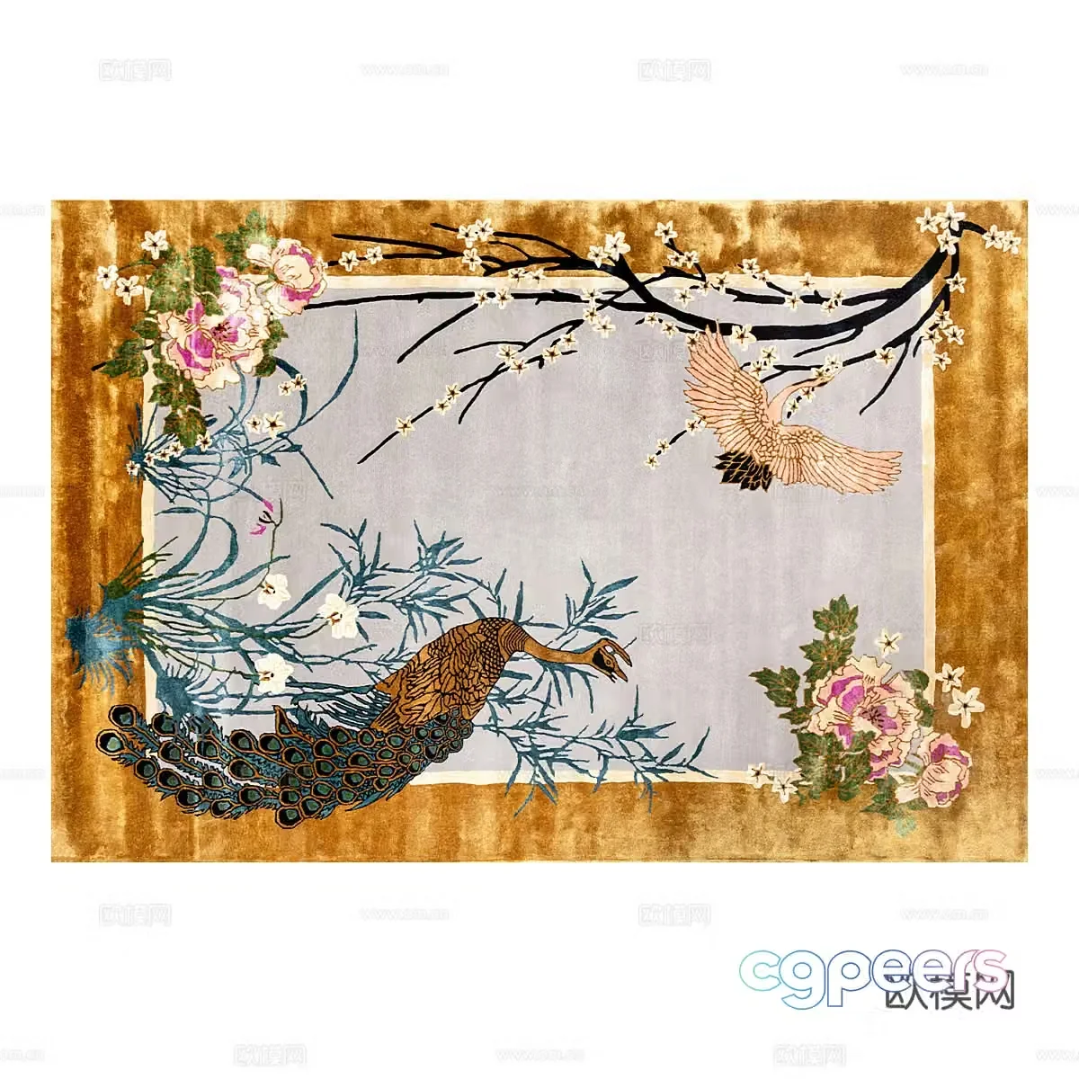 New Chinese carpet Flower and bird carpet 3d model