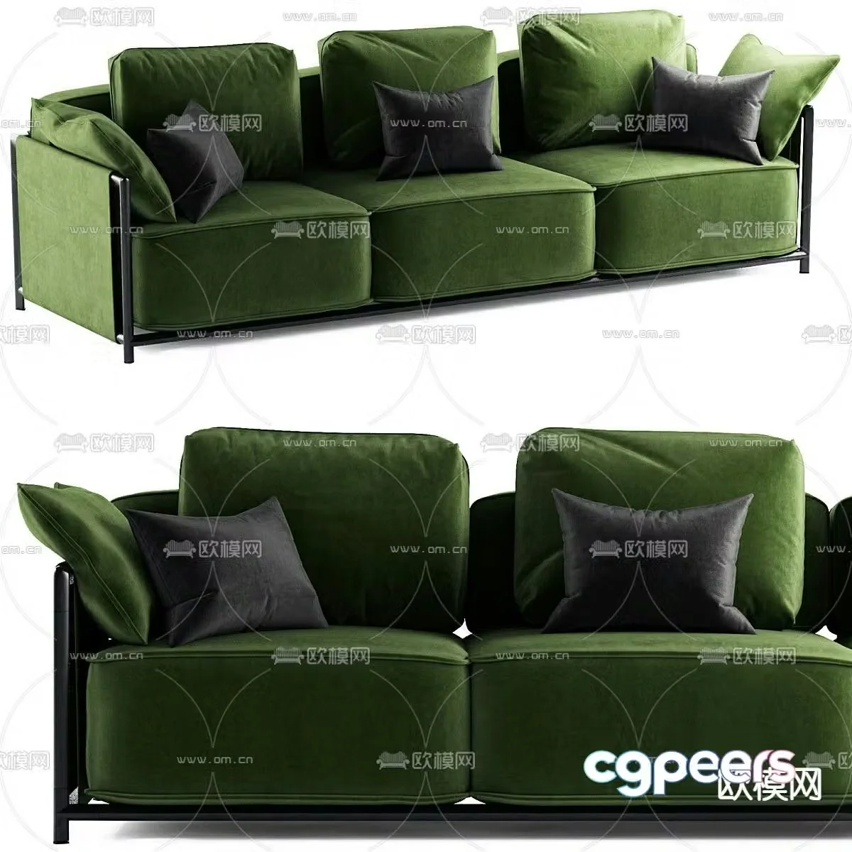 GHIDINI green sofa three person sofa multi person sofa 3d model