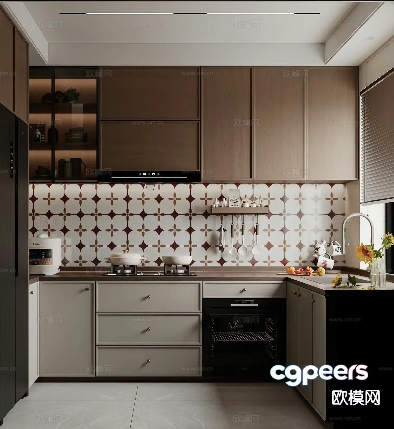 Medieval style kitchen cabinet 3d model