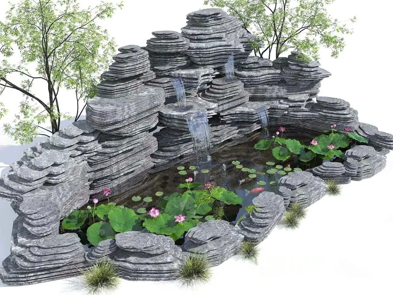 A Waterfall Feature 3D Model – 6730 – VRAY Render