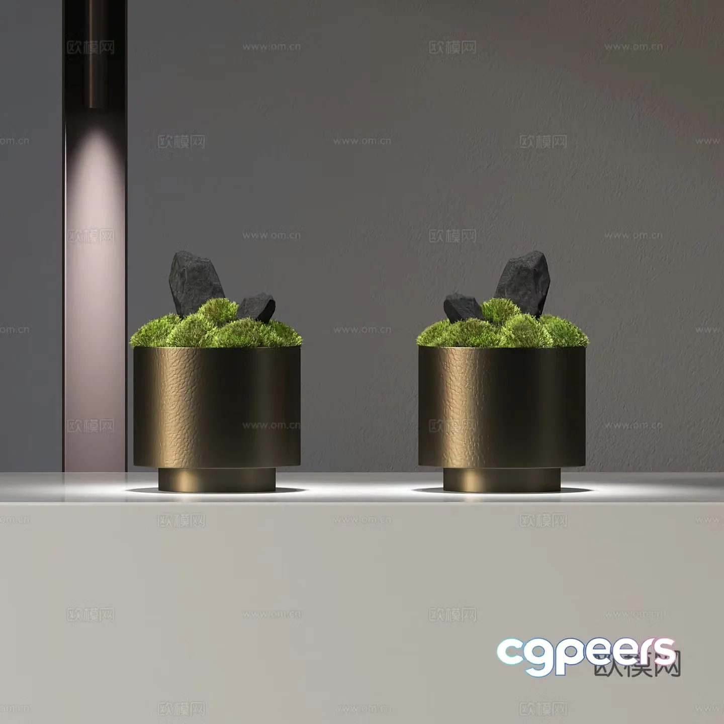 Modern moss green plant ornaments 3D model