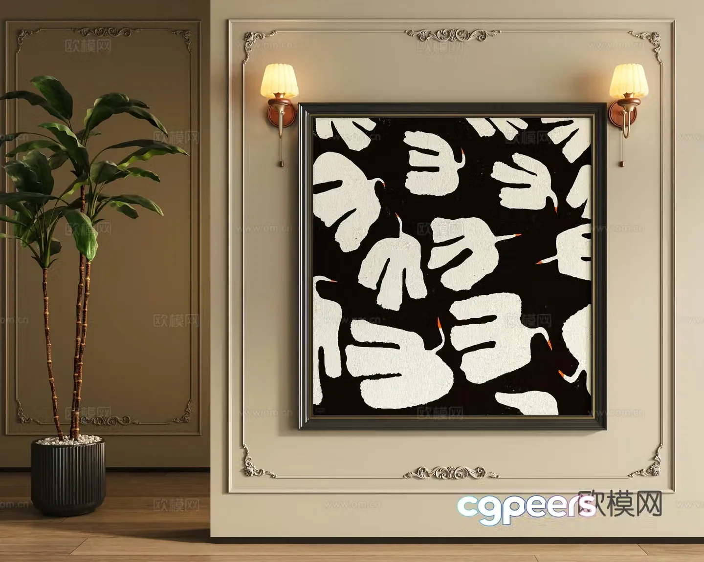 French decorative painting 3d model
