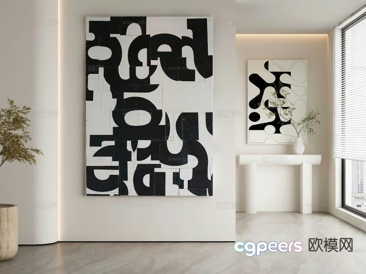 Modern art painting texture painting decorative painting 3d model