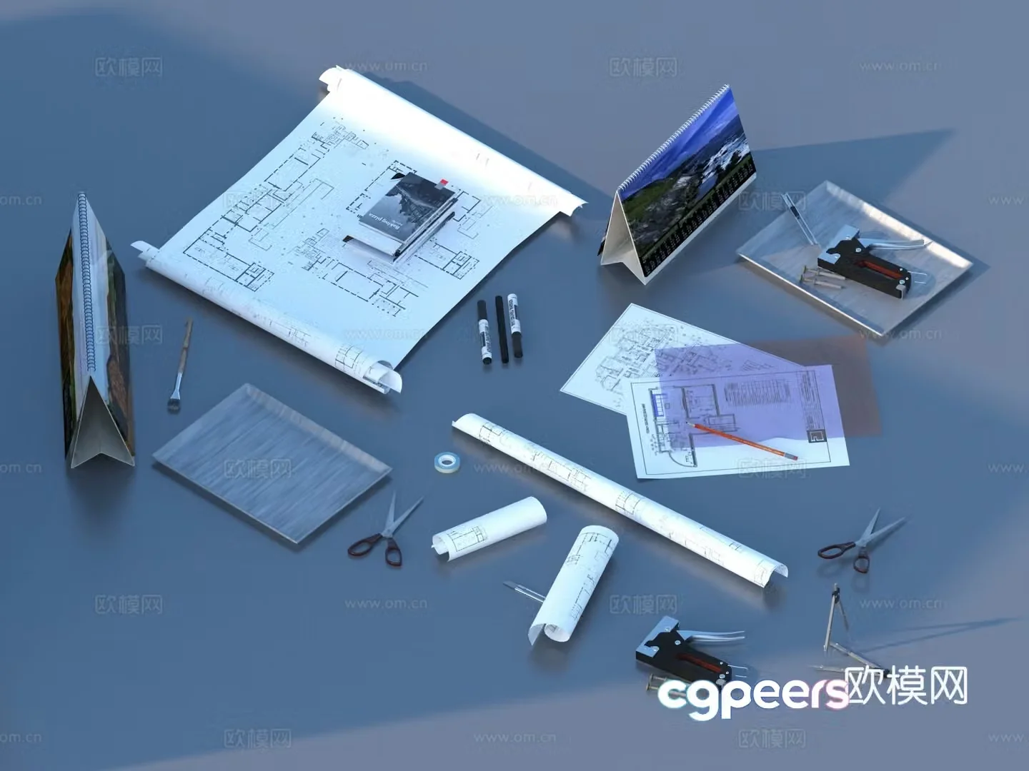 Pen Document Manuscript Paper Plan 3d Model