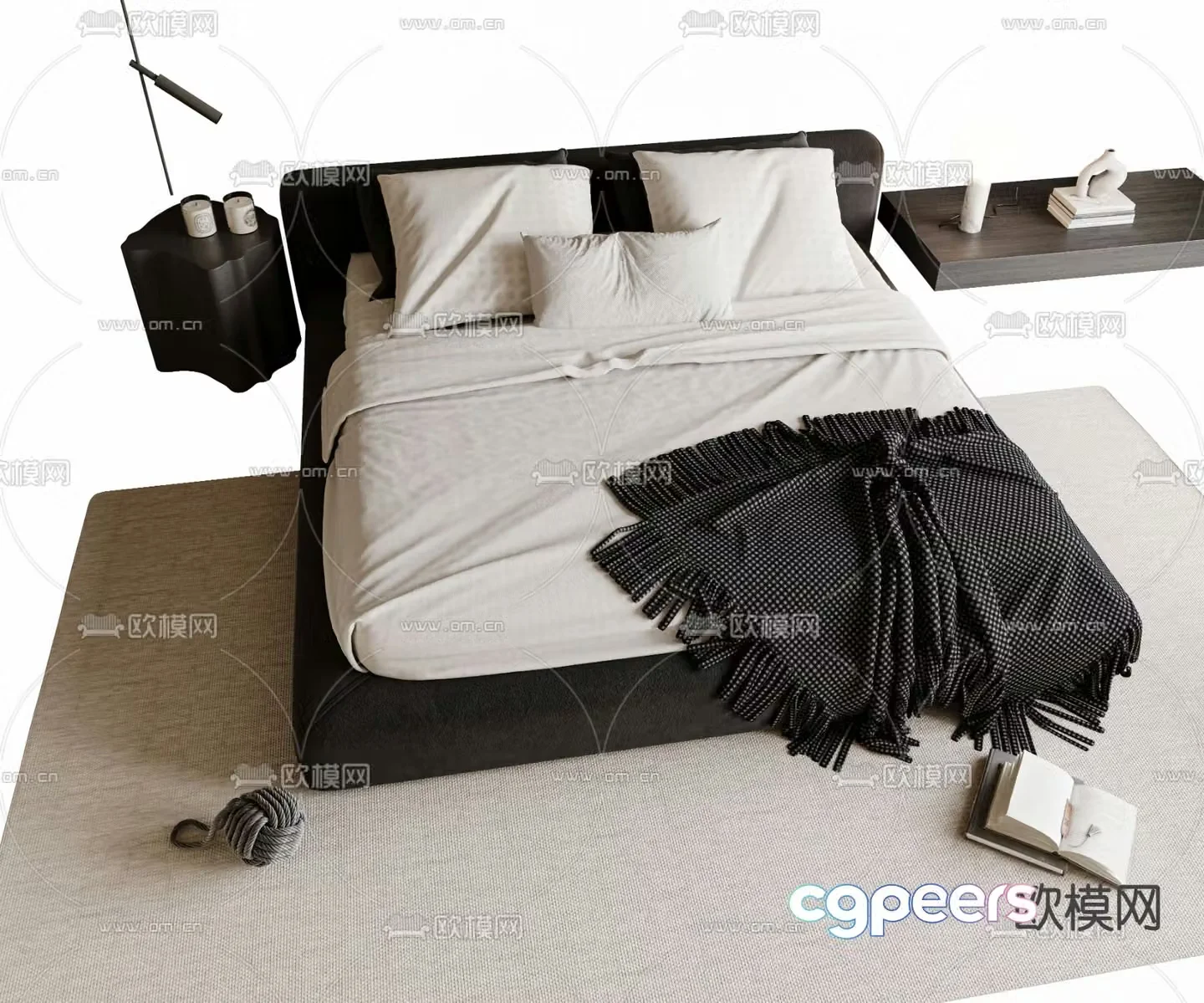 Modern double bed 3d model
