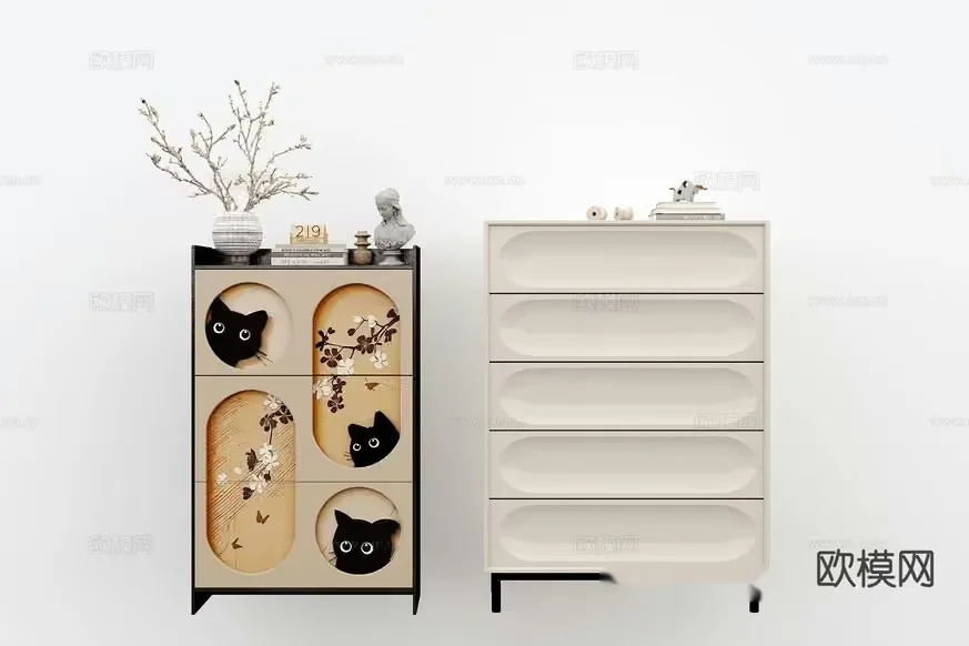 Modern Dresser Set 3D Model – 10532 – VRAY Render