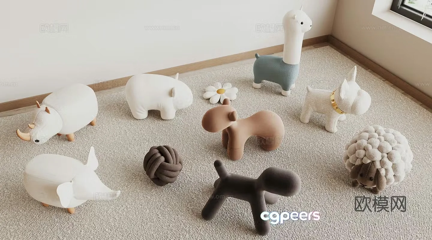 Modern children’s stool cartoon stool 3d model