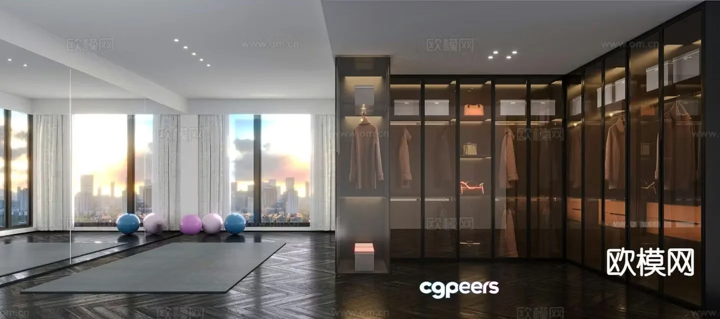 Home Yoga Room Cloakroom 3D Model