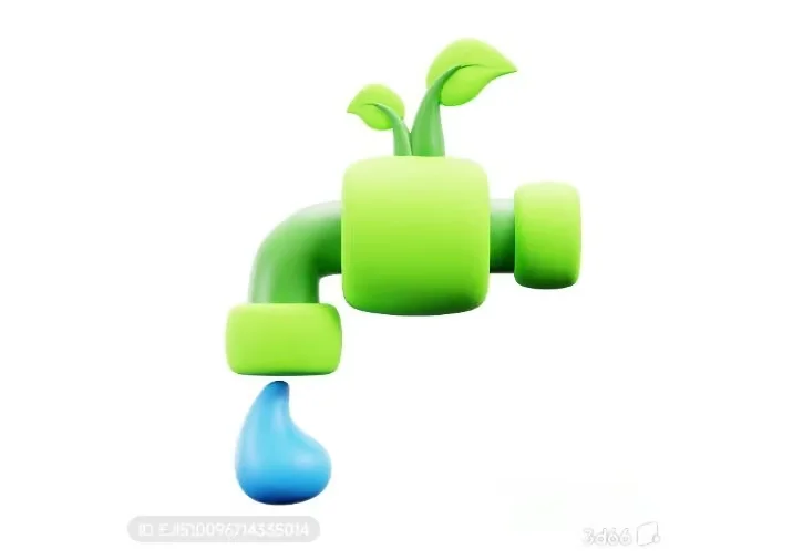 Green Faucet With Water Drop 3D Model – 17542 – VRAY Render