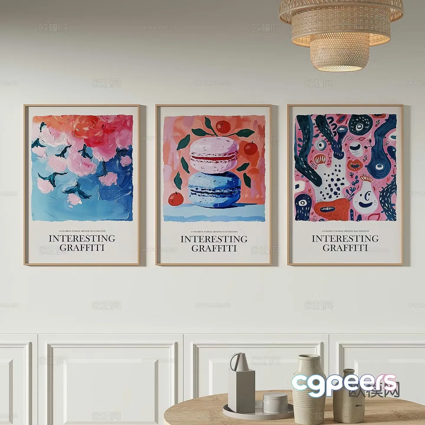 Modern flower painting decorative painting 3d model