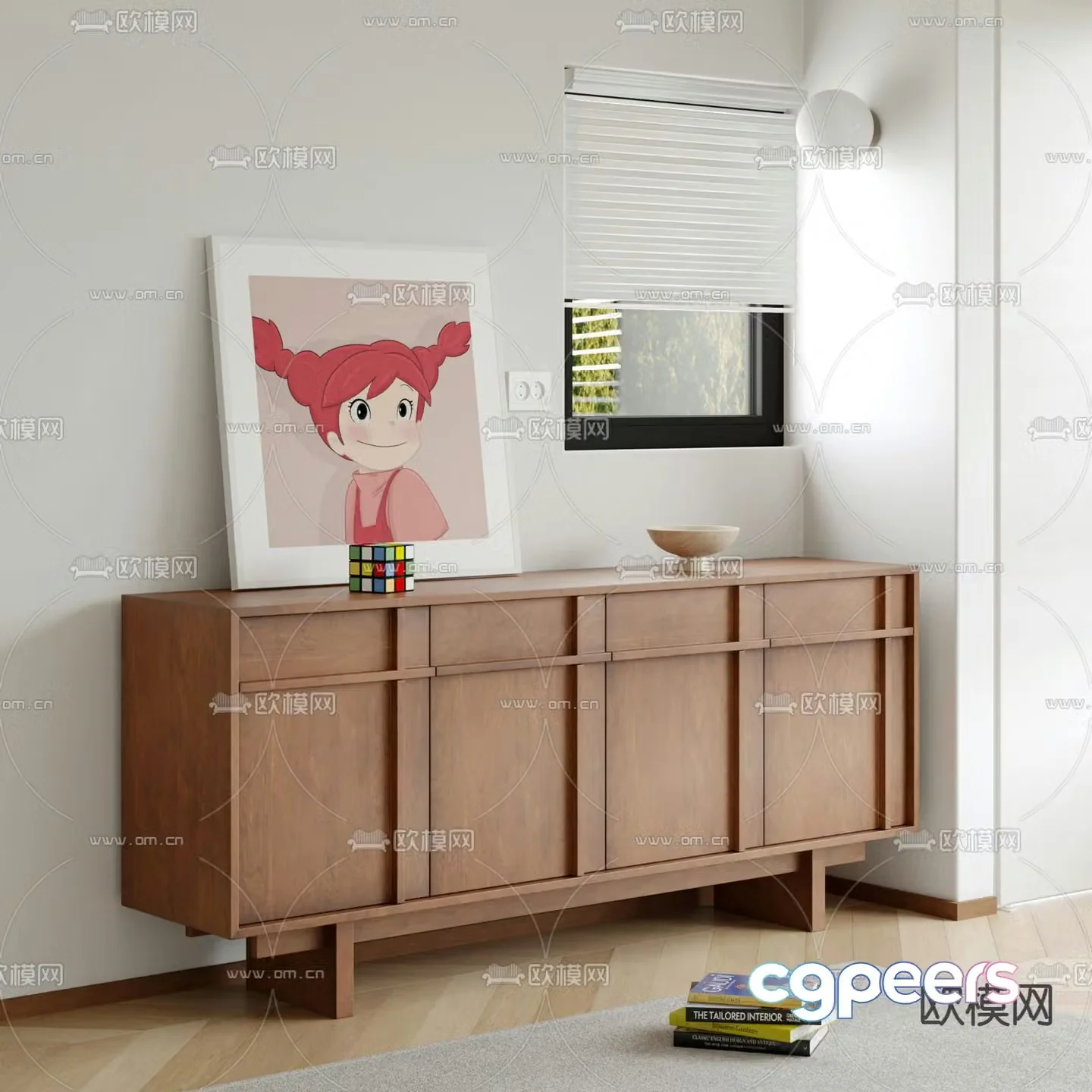 Wabi-sabi entrance cabinet side cabinet 3D model