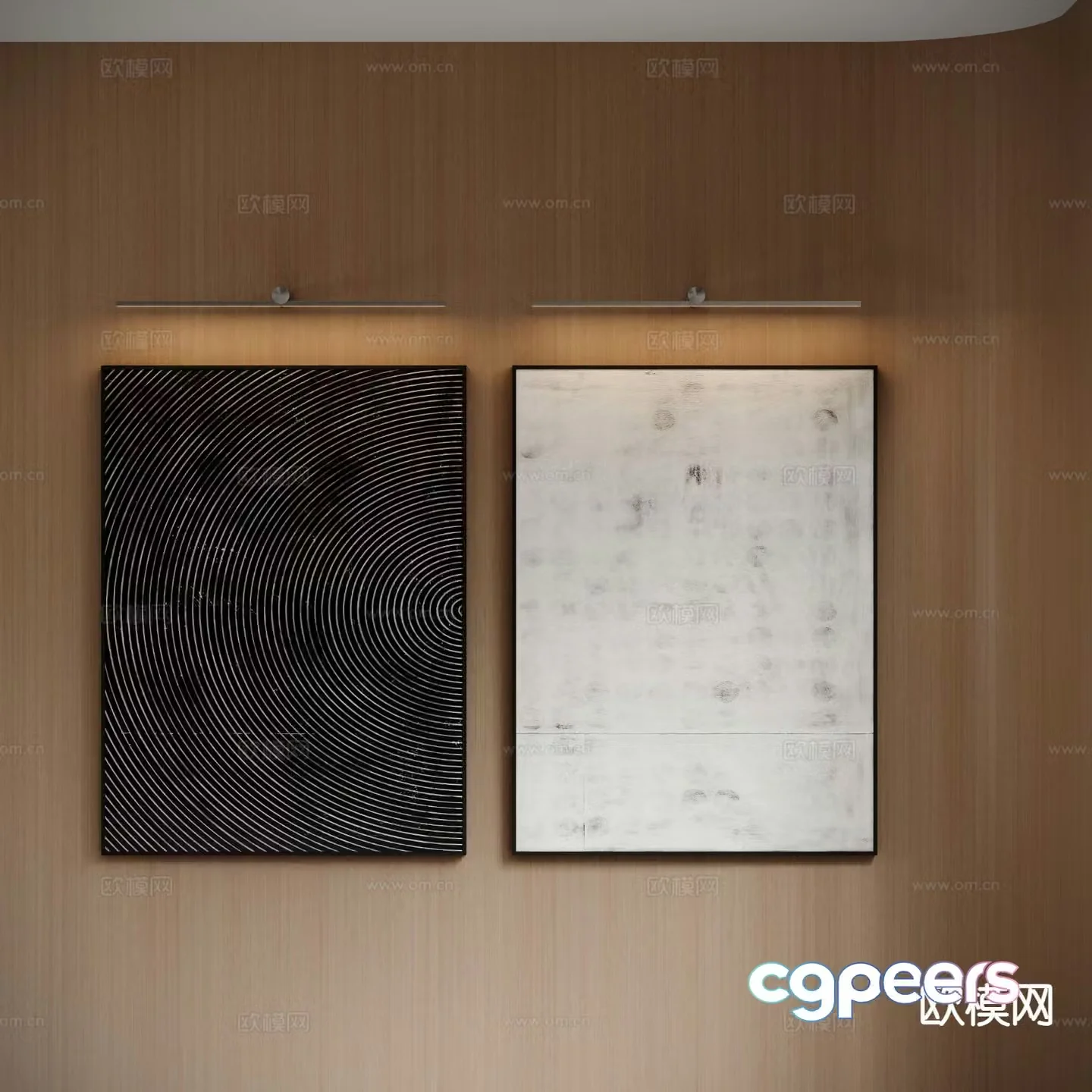 Modern decorative painting geometric hanging painting mirror headlight 3D model